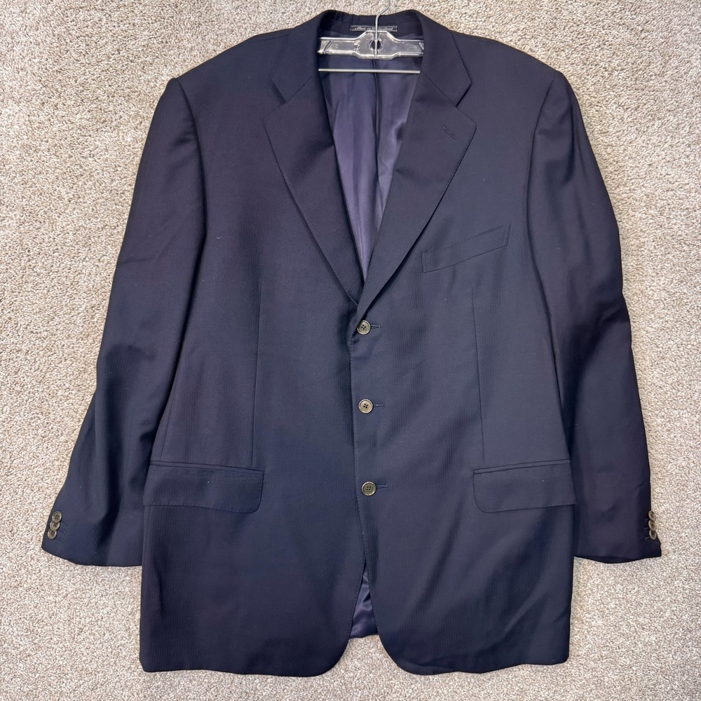 Ermenegildo Zegna Wool Blazer Mens 44R Trofeo Navy Blue 3 Button EUC
